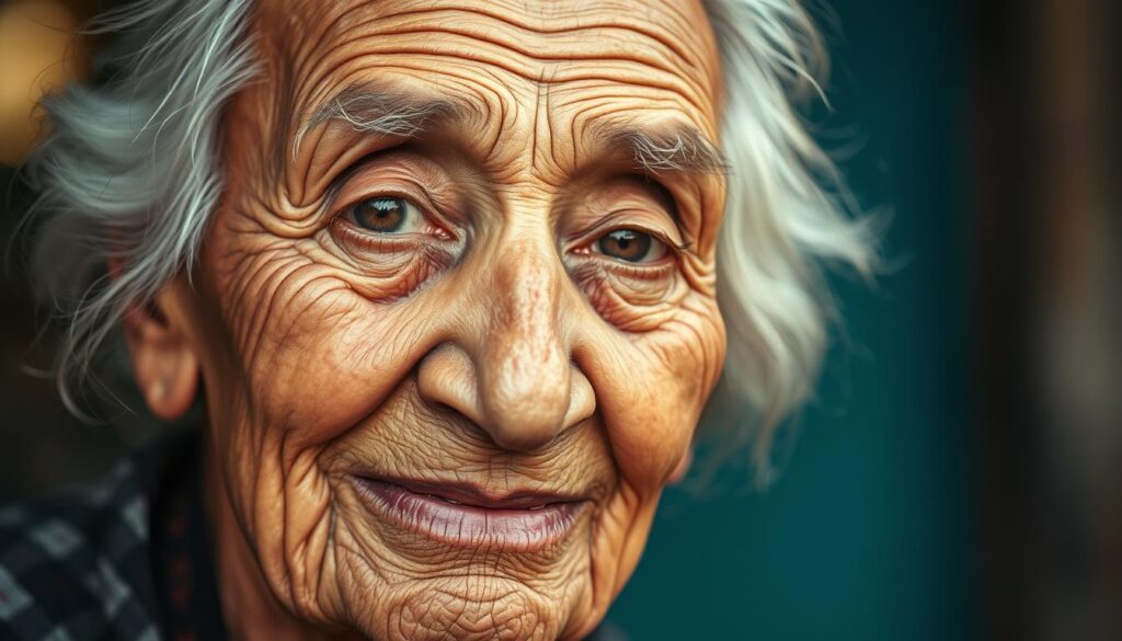 A diverse portrait of an elderly individual, captured with a soft, warm lens and gentle natural lighting. The subject's face showcases the unique character and wisdom that comes with age, their expression conveying a sense of contemplation and inner peace. The background is intentionally blurred, allowing the viewer to focus on the intricate details of the subject's features - the weathered skin, the knowledgeable gaze, and the subtle smile that hints at a lifetime of experiences. This image aims to challenge the stereotypical perceptions of aging, celebrating the diversity and individuality within the senior population. A diverse portrait of an elderly individual, captured with a soft, warm lens and gentle natural lighting. The subject's face showcases the unique character and wisdom that comes with age, their expression conveying a sense of contemplation and inner peace. The background is intentionally blurred, allowing the viewer to focus on the intricate details of the subject's features - the weathered skin, the knowledgeable gaze, and the subtle smile that hints at a lifetime of experiences. This image aims to challenge the stereotypical perceptions of aging, celebrating the diversity and individuality within the senior population.