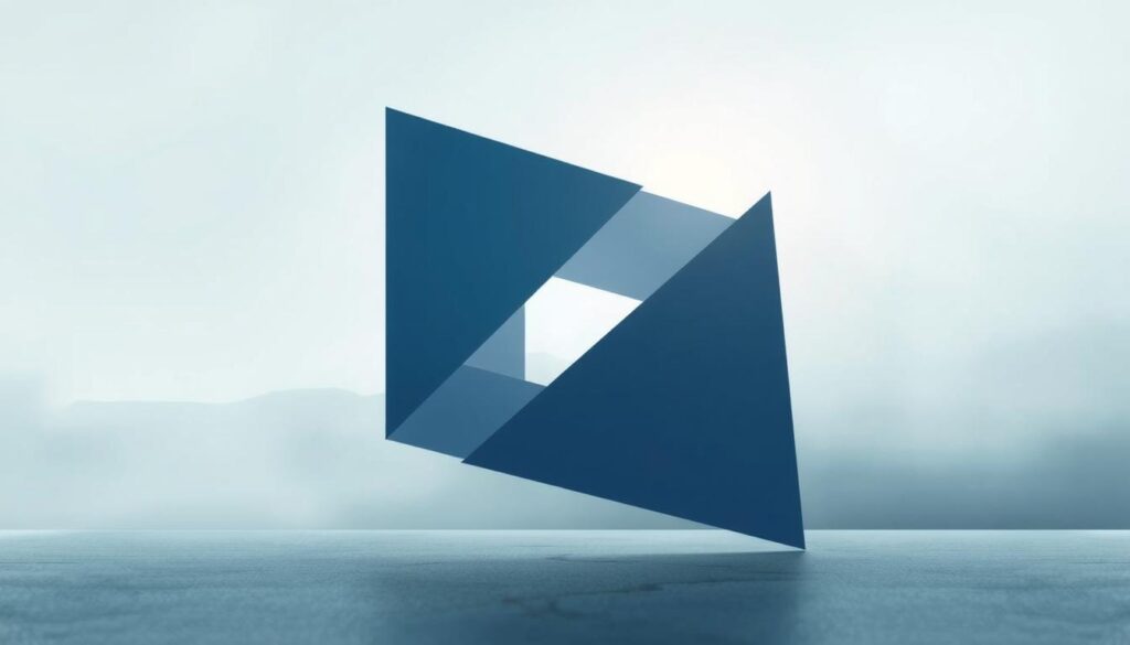 A visually striking conceptual illustration of the abstract concept "assunto". A minimalist, geometric structure in the foreground, composed of intersecting planes and lines in shades of blue and gray. The structure appears to be levitating or suspended in mid-air, creating a sense of weightlessness and emphasizing its cerebral, intellectual nature. In the middle ground, a blurred, dreamlike landscape unfolds, hinting at the broader context or environment in which this "assunto" resides. The background is hazy, with a soft, diffused light source illuminating the scene, lending an aura of contemplation and introspection. The overall composition and color palette evoke a sense of order, clarity, and the exploration of ideas.